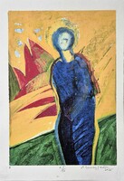 Aknay János - Pihenő angyal 39 x 27,5 cm computer print, merített papír
