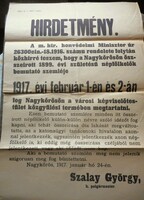 Hirdetmény népfelkelők bemutató szemléjére (katonai sorozására) - 1917, Nagykőrős