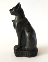 BASTET EGYIPTOMI FEKETE KŐ MACSKA FIGURA,SZOBOR