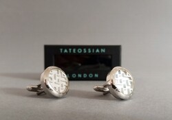Tateossian London vintage designer luxus 'Maze Asymetric' mandzsettagombok 1990s