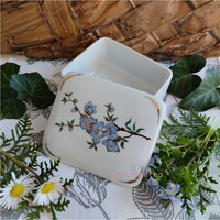 Hollóházi porcelán kék virágos bonbonier