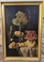 Antik Biedermeier asztali csendélet Gyümölcs csendélet Oskó Lajos
