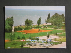 Képeslap,Siófok,ezüstpart,strand,tenisz pálya,büfé látkép,részlet, 1976-