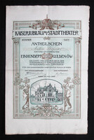 Császári Jubileumi Városi Színház részjegy 100 gulden 1898 - Bécs - Volksoper