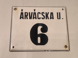 Zománctábla Árvácska U. 6