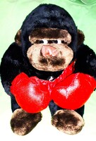 Az 1980-s évek SLÁGER plüss figura bokszoló GORILLA plüss állat ülve 30cm kartáv 55cm képek szerint