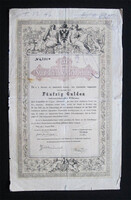 Osztrák államadóssági kötvény 50 gulden / forint 1868 augusztus - Bécs