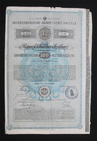 Osztrák Földhitel Intézet nyeremény kötvény 100 gulden 1880 - Bécs