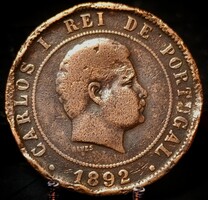 Portugália 20 Reis, 1892 Verdejel nélkül 08A3
