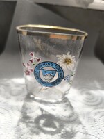 Kézzel festett különleges Havasi gyopár mintás emlékpohár 1896