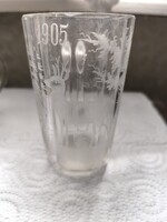 Meseszép csiszolású 1905 füles szarvasos téli jelentes karlsbadi emlékpohár