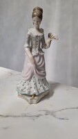 Hollóházi porcelán legyezős hölgy
