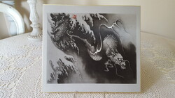 Fekete-fehér,kínai sárkány rajz fotónyomat