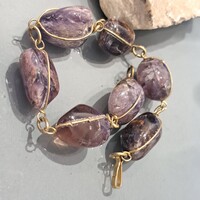 Iparművész aranyozott Ametiszt karkötő 1,2 cm-es