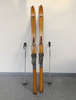 Antik sport sportszer Mátra márkájú fa síléc pár alumínium botokkal 542 1889