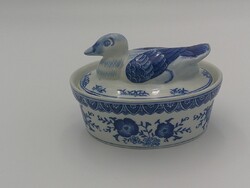 Porcelán kacsás fedeles doboz, bonbonier