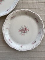 Zsolnay porcelán kerek és ovális tál rózsaszín virág mintás