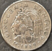 Mexikó 50 centavo, 1969.