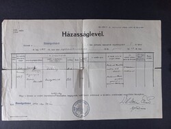 Házasságlevél a szentgotthárdi r.kat plébánia házasultak anyakönyvéből 1827-ből - 1940-es másolat