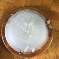 EGLO fali-mennyezeti lámpa. Átmérő: 38,5 cm - ÚJ- Tökéletes állapotban. Opál üveg+ fa. 2 izzós.