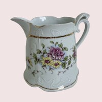 Gyönyörű virágmintás, aranyozott díszítésű porcelán kiöntő - tejes - tejszínes