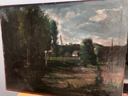 GÖLDNER TIBOR : Alföldi táj 60x75 cm olaj, vászon 1953