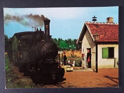 Régi képeslap Nagycent kisvasút Nádtelep állomás 1979