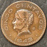 Mexikó 5 centavo, 1943.