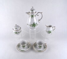1U746 Erika mintás, aranyozott Hollóházi porcelán kávéskészlet reggeliző készlet 2 személyes
