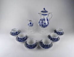 1V658 Régi hat személyes kék fehér Lorenz Hutschenreuther porcelán teás készlet Meisseni hatású