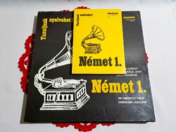 Tanuljunk nyelveket! Német 1. 11 db bakelit lemez eredeti dobozában, + könyv