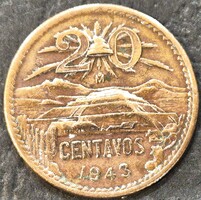 Mexikó 20 centavo, 1943.