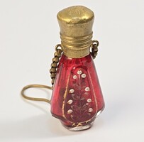Antique Victorian enamel perfume bottle with copper fittings / 19th century