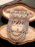 Art deco strasszos ruhadísz, bross