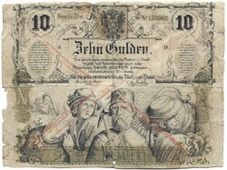 10 forint / gulden 1863 eredeti tartás Nagyon ritka Ausztria osztrák-magyar