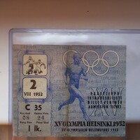 Helsinki olimpia 1952, futballdöntő eredeti belépőjegye. Aranycsapat, Puskás