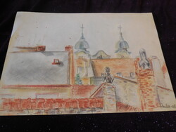 Színes grafika  ,  Háztetők ... Paula05 szignó  . A4méret