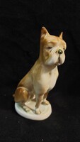 Zsolnay porcelán Boxer kutya figura, szobor
