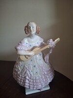 Herendi  Déryné 36 cm,rózsaszín,virágos ruhás