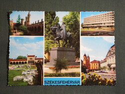 Képeslap,Székesfehérvár,mozaik,püspöki palota,Bory vár,Szent István szobor látkép,részlet,1979-