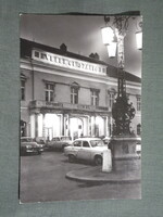 Képeslap,Székesfehérvár,Velence szálló,parkoló,autó látkép,részlet,1969-
