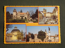 Képeslap,Székesfehérvár,mozaik,püspöki palota,kút,Bory vár,templom látkép,részlet,1986-