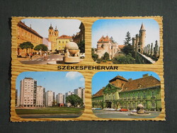 Képeslap,Székesfehérvár,mozaik,püspöki palota,Bory vár,lakótelep,országalma látkép,részlet,1979-