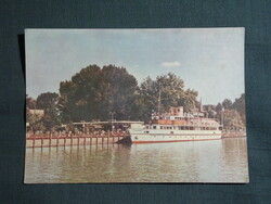 Képeslap,Balaton,Siófok,hajóállomás, kikötő, sétahajó látkép,részlet,1963-