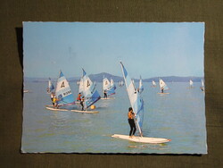 Képeslap,Balaton,szörf,hullámlovas látkép,részlet,1986-