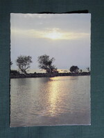 Képeslap,Balaton part,táj,móló,naplemente látkép,részlet, 1979-