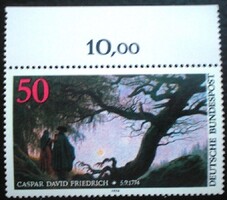 N815sz / Németország 1974 Caspar David Friedrich festő bélyeg postatiszta ívszéli összegzőszámos