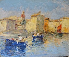 Salomon in le tropézien - saint tropez beautiful old painting/panel early 20th century