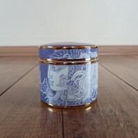 Régi Hollóházi Szász Endre porcelán lila tégely