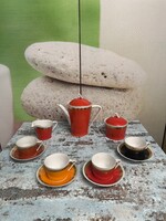 Hollóházi Színes Porcelán Teáskészlet ( Mid Century ) A146